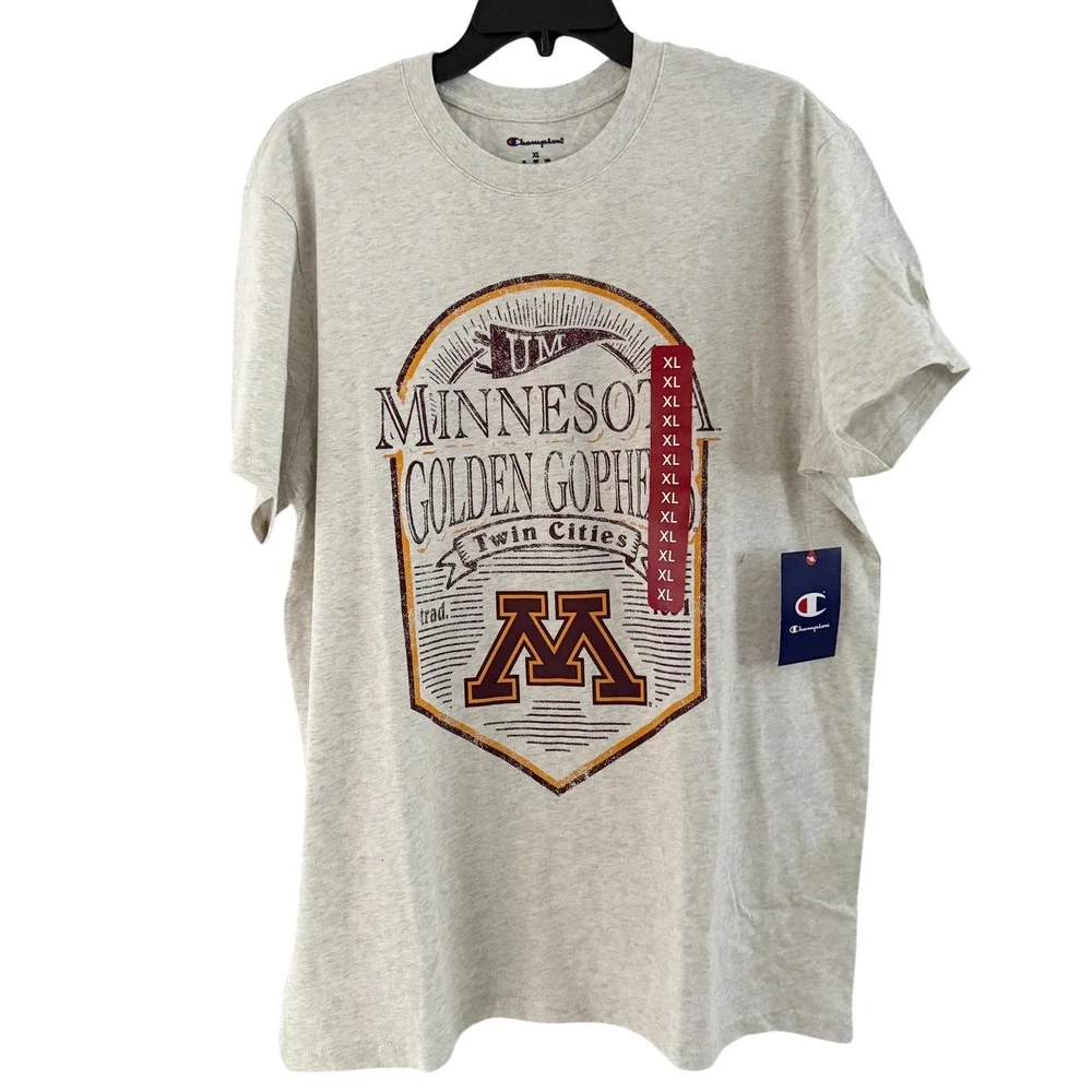 NWT Champion Minnesota Golden Gophers T-Shirt Unisex XL Extra Large Gray Tee - Picture 7 of 11